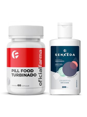 Pill Food Turbinado 60 C&aacute;psulas + Shampoo Unissex Para Crescimento Capilar 200 ml SENKEDA